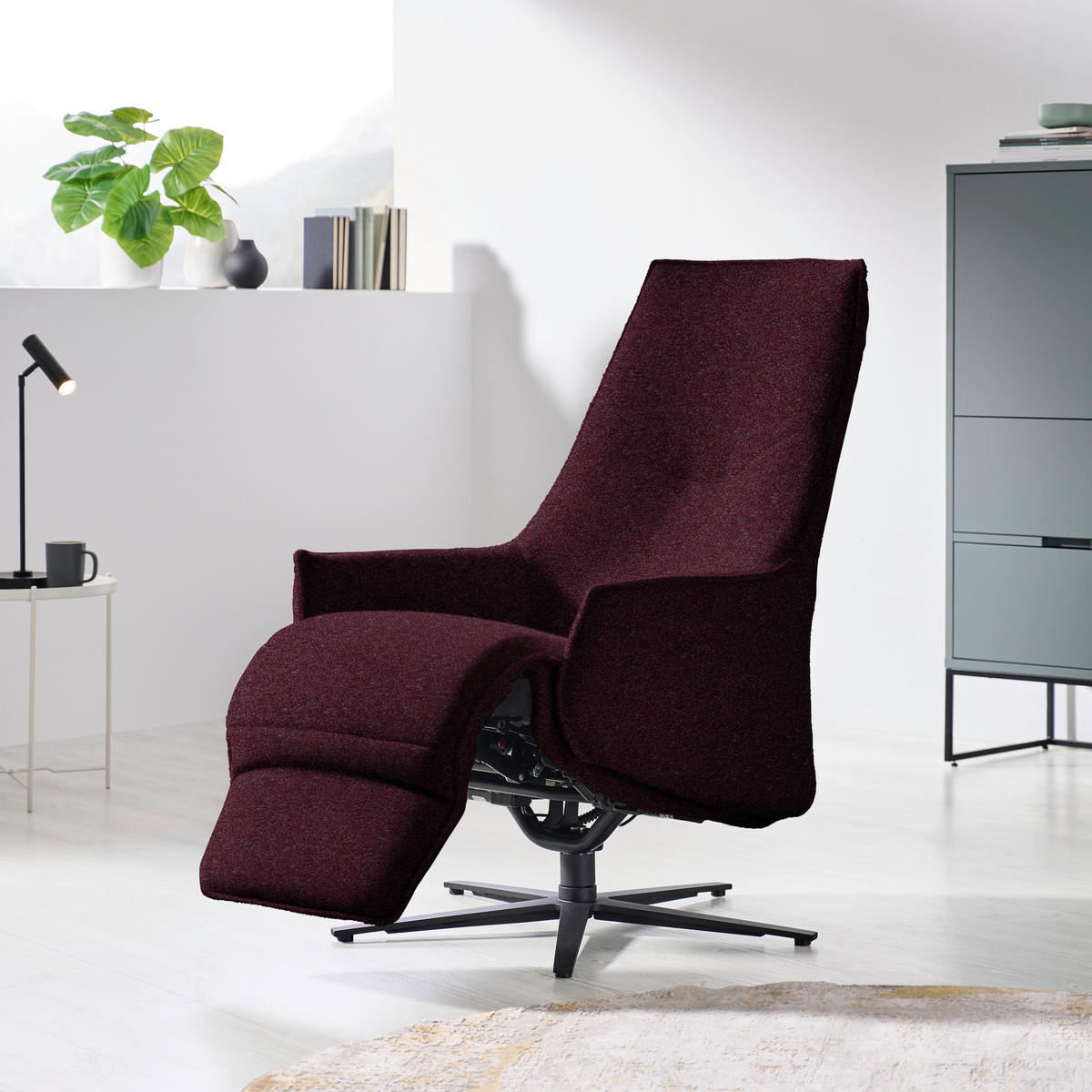 RELAXSESSEL in Textil Bordeaux  - Bordeaux/Anthrazit, Design, Textil/Metall (70/112/85cm) - Himolla Komfortklass