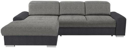 ECKSOFA in Webstoff Grau, Dunkelgrau  - Dunkelgrau/Silberfarben, Konventionell, Holz/Textil (203/286cm) - Livetastic