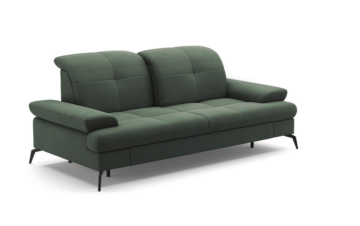 3-SITZER-SOFA in Flachgewebe Grün  - Schwarz/Grün, Konventionell, Textil/Metall (212/90/122cm) - Sit & More