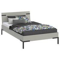 BETT 120/200 cm  in Hellgrau  - Hellgrau/Schwarz, Design, Holzwerkstoff/Metall (120/200cm) - Xora