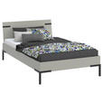 BETT 120/200 cm  in Hellgrau  - Hellgrau/Schwarz, Design, Holzwerkstoff/Metall (120/200cm) - Xora