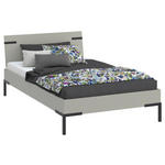 BETT 120/200 cm  in Hellgrau  - Hellgrau/Schwarz, Design, Holzwerkstoff/Metall (120/200cm) - Xora