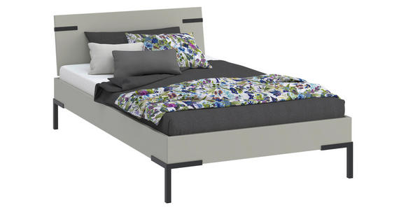 BETT 120/200 cm  in Hellgrau  - Hellgrau/Schwarz, Design, Holzwerkstoff/Metall (120/200cm) - Xora