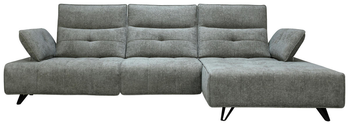 ECKSOFA Grau Chenille  - Schwarz/Grau, Design, Kunststoff/Textil (314/162cm) - Livetastic