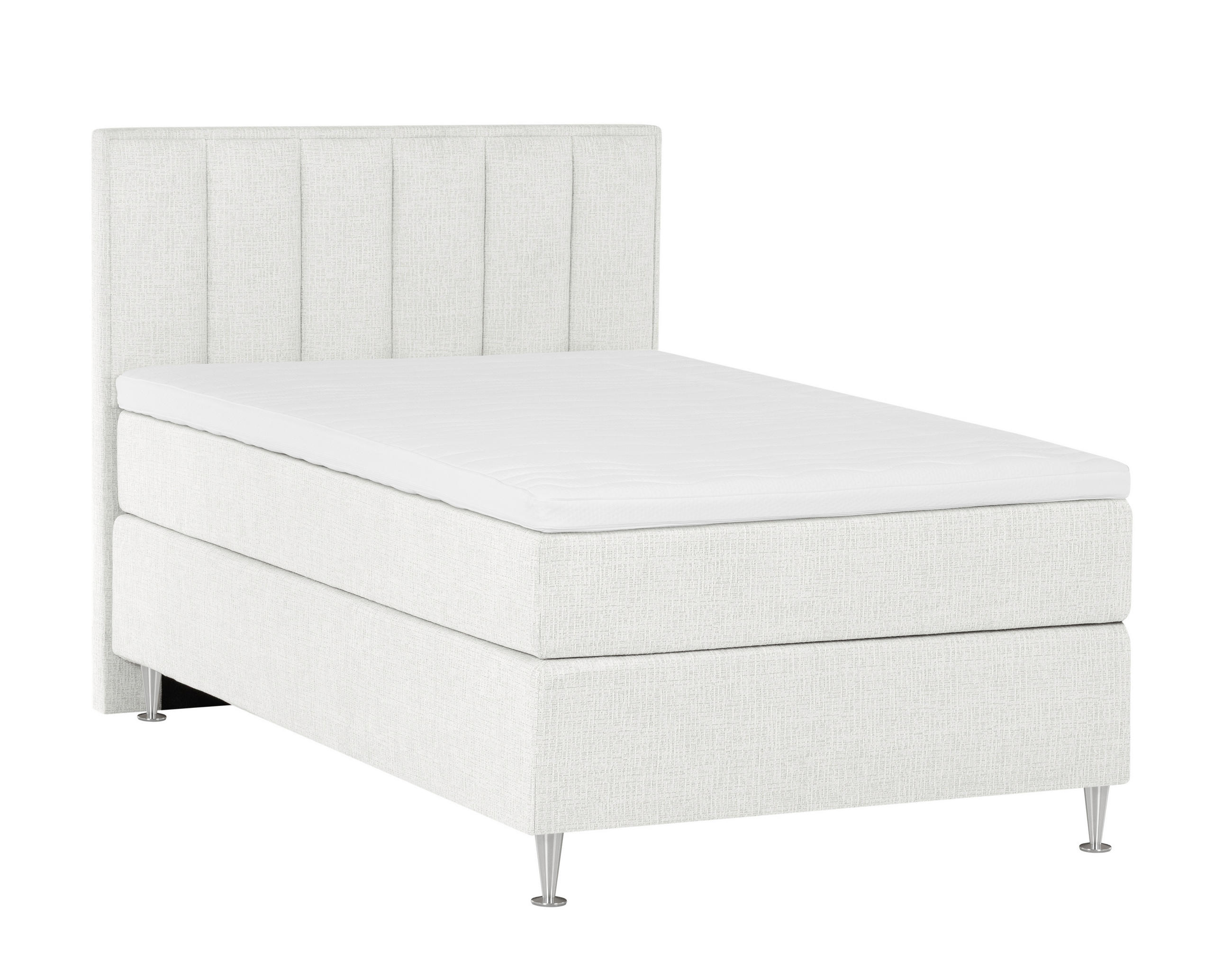 KONTINENTALSÄNG 120/200 cm  i cremefärgad  - aluminiumfärg/cremefärgad, Klassisk, metall/trä (120/200cm) - Best Price