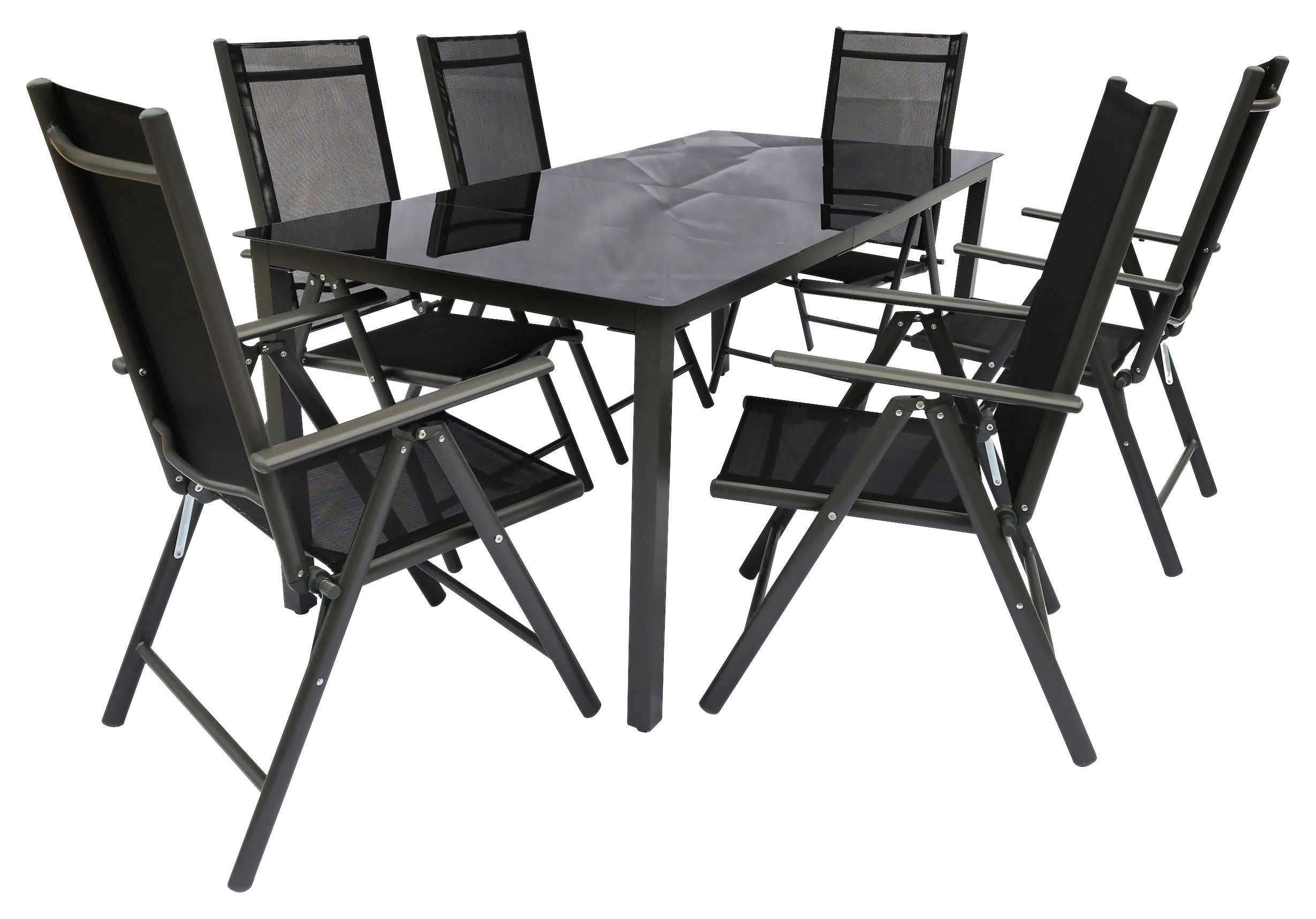 GARTENGARNITUR 7-teilig Aluminium  - Anthrazit/Schwarz, Basics, Metall (190/73/90cm) - MID.YOU