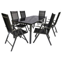 GARTENGARNITUR 7-teilig Aluminium  - Anthrazit/Schwarz, Basics, Metall (190/73/90cm) - MID.YOU