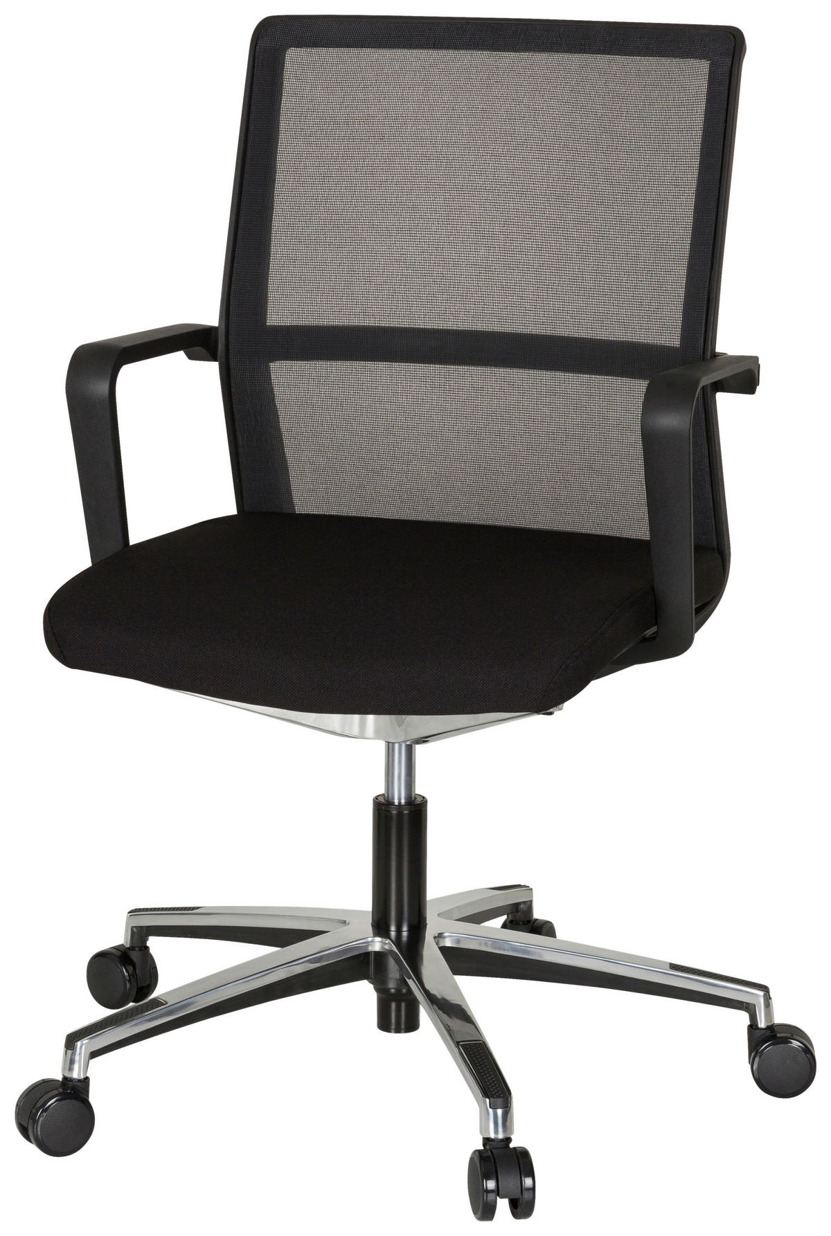 DREHSTUHL Netzbespannung, Flachgewebe Schwarz  - Alufarben/Schwarz, MODERN, Kunststoff/Textil (57/105/55cm) - MID.YOU