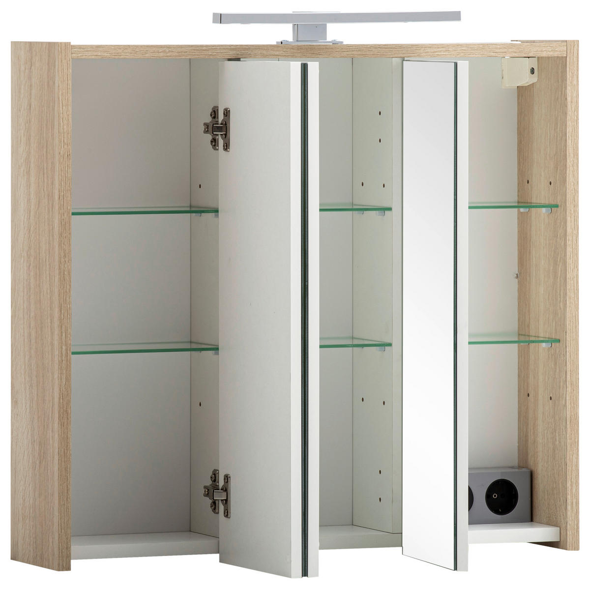 SPIEGELSCHRANK 65/62,7/16 cm  - Eichefarben, MODERN, Glas/Holzwerkstoff (65/62,7/16cm) - MID.YOU