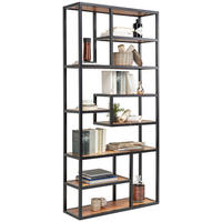 REGAL  90/190/30 cm Schwarz, Akaziefarben  - Schwarz/Akaziefarben, Trend, Holz/Metall (90/190/30cm) - Carryhome