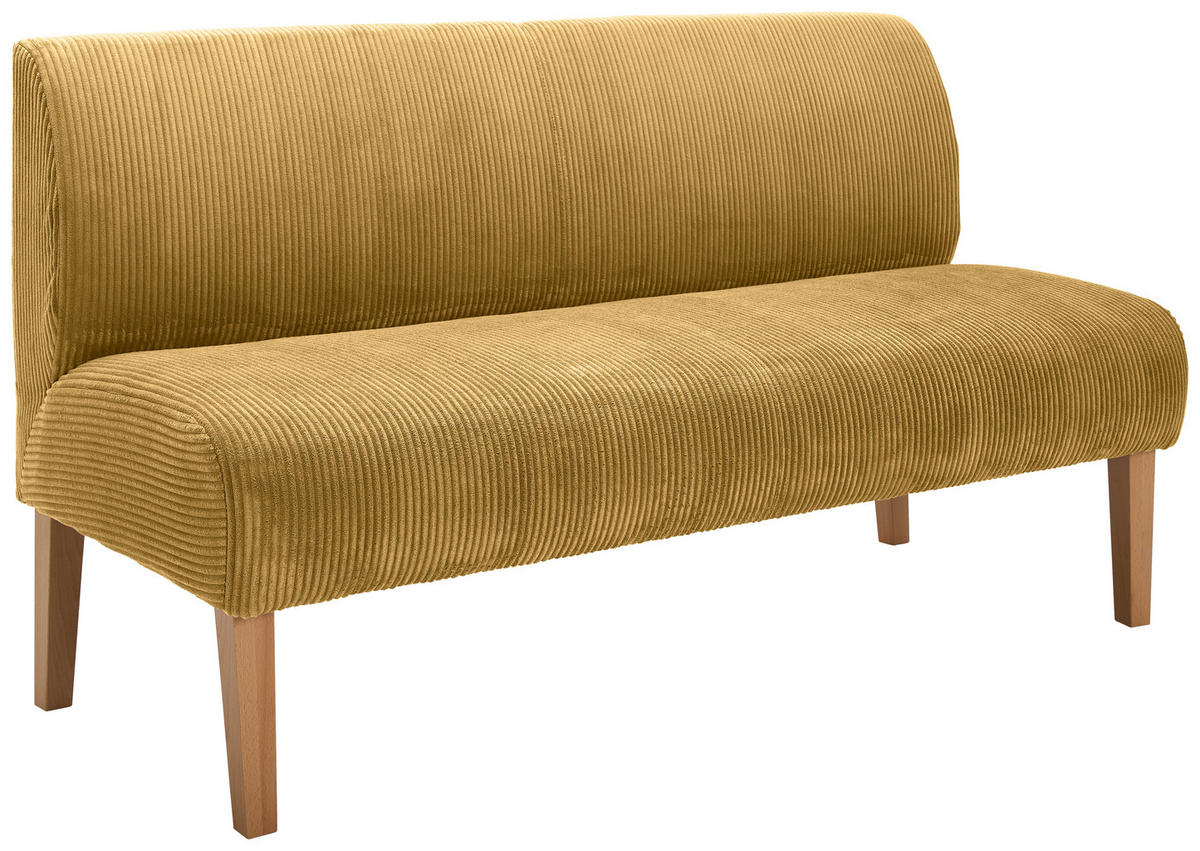 SITZBANK 163/88/75 cm  in Currygelb  - Currygelb/Buchefarben, KONVENTIONELL, Holz/Textil (163/88/75cm) - home24