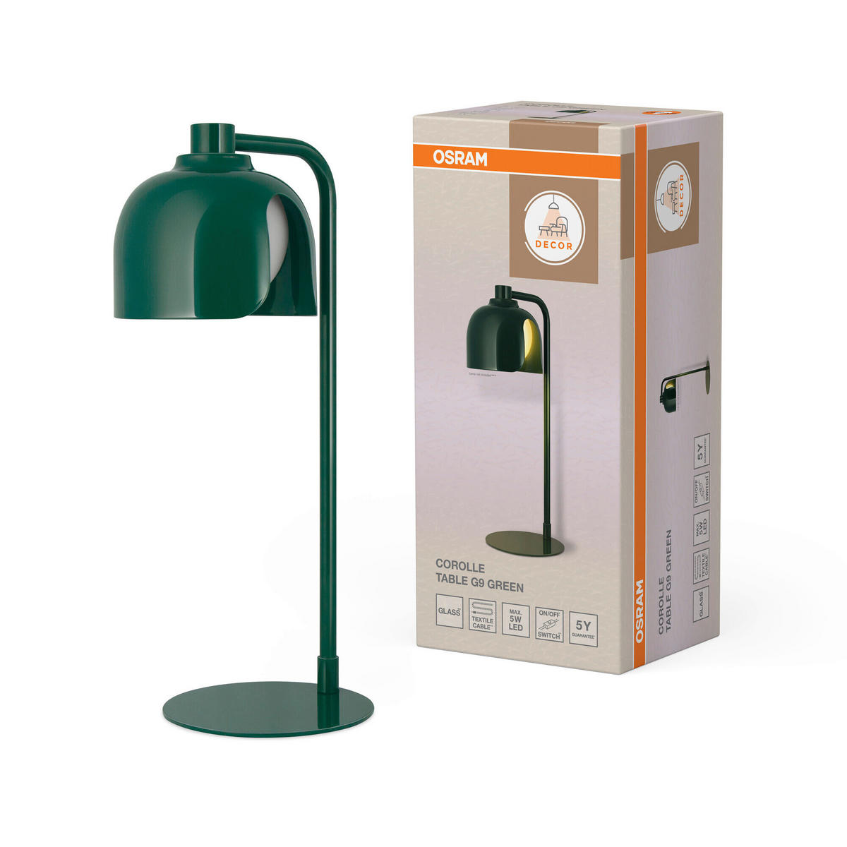 TISCHLEUCHTE 15/20/40 cm   - Grün, Basics, Glas/Metall (15/20/40cm) - Osram