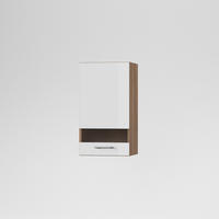 KONYHAI FALISZEKRÉNY - tölgyfa/magasfényű fehér, Basics, Üveg/fa (40/72/33cm) - Carryhome