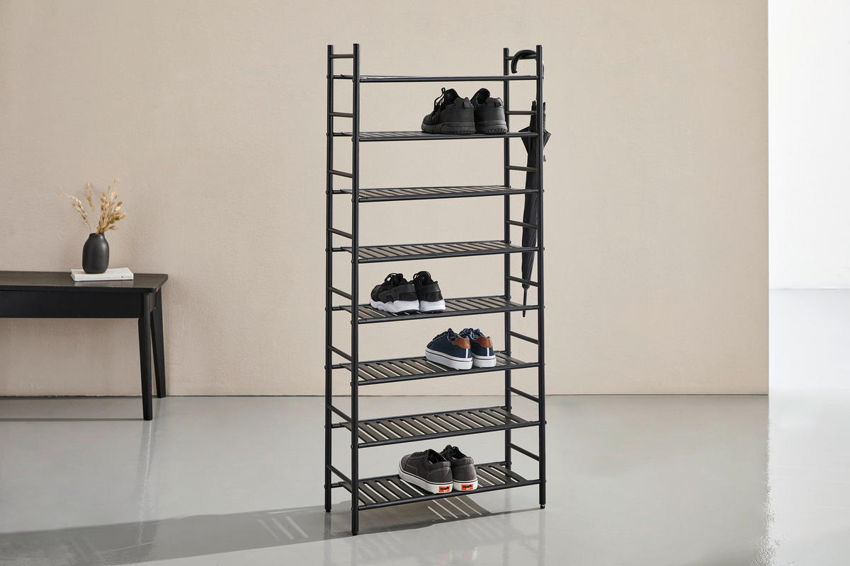 SCHUHREGAL Schwarz  - Schwarz, Basics, Metall (61.5/135.5/23.5cm) - Xora