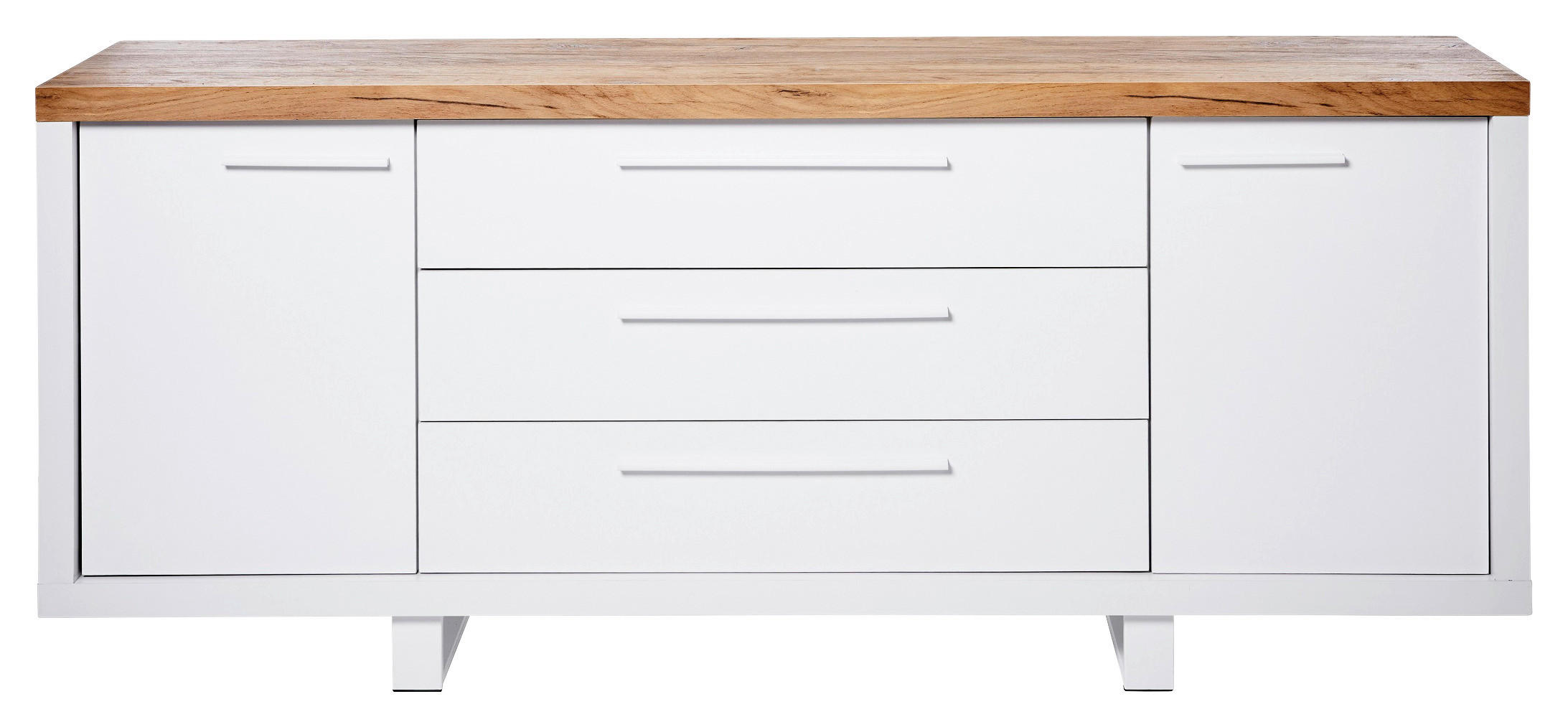 SIDEBOARD 180/75/39,50 cm  in Weiß, Eichefarben  - Eichefarben/Weiß, KONVENTIONELL, Holzwerkstoff/Metall (180/75/39,50cm) - Livetastic