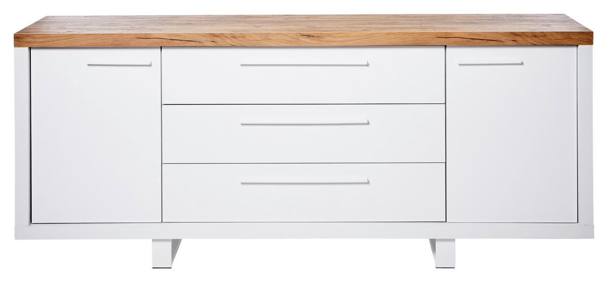SIDEBOARD  in 180/75/39,50 cm  - Eichefarben/Weiß, KONVENTIONELL, Holzwerkstoff/Metall (180/75/39,50cm) - Livetastic