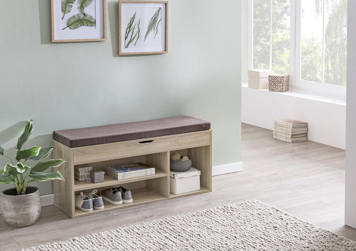 KLOP S PROSTOROM ZA ČEVLJE hrast sonoma - hrast sonoma/rjava, Konvencionalno, leseni material/tekstil (104/51/32cm) - MID.YOU