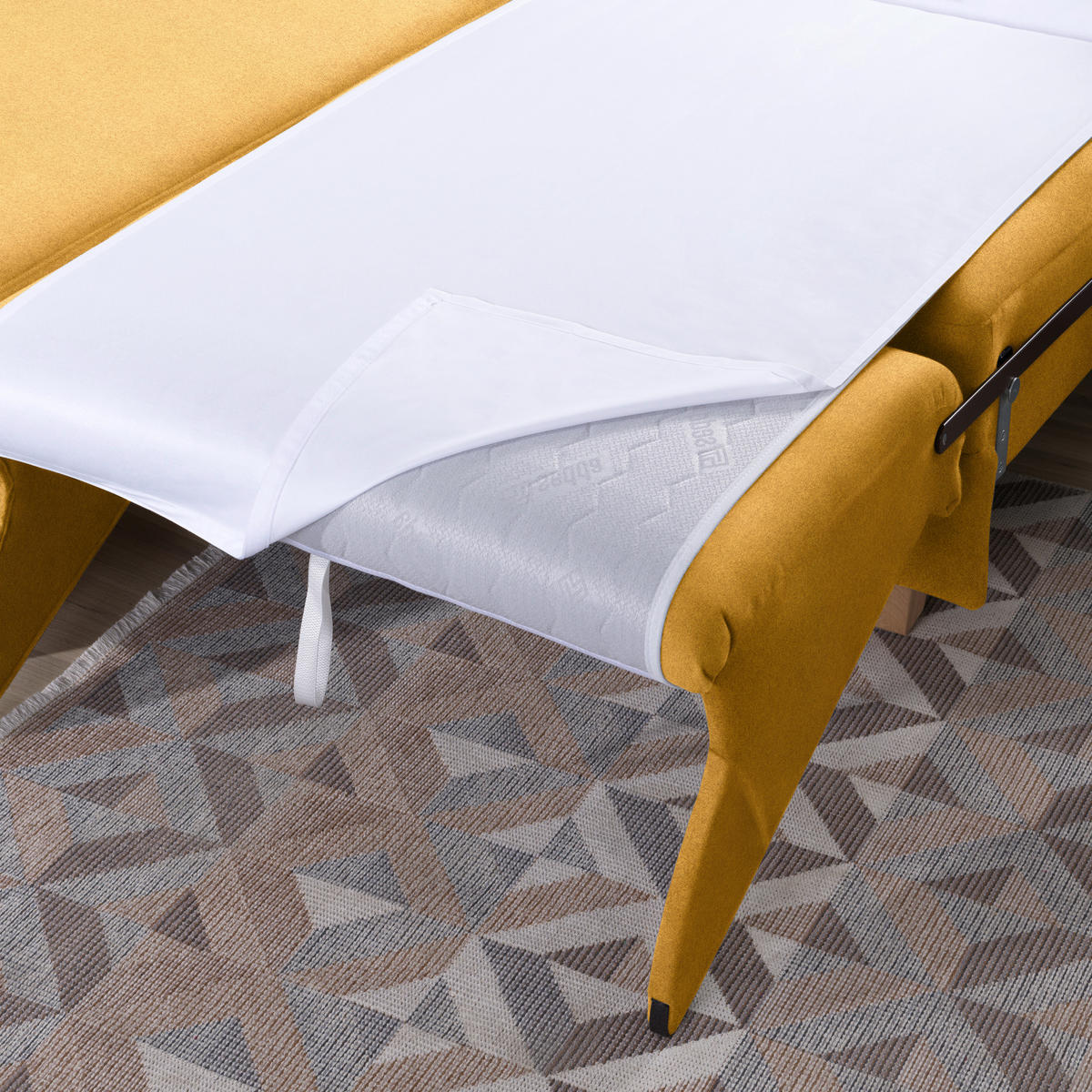 ECKSOFA in Flachgewebe Senfgelb  203/261 cm  - Eichefarben/Senfgelb, KONVENTIONELL, Holz/Textil (203/261cm) - Sedda