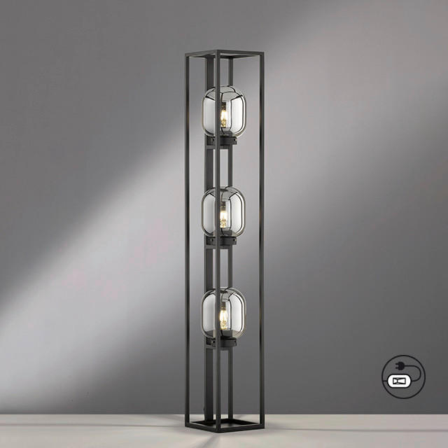 STEHLEUCHTE - Schwarz, Design, Glas/Metall (20/130cm) - Fischer & Honsel