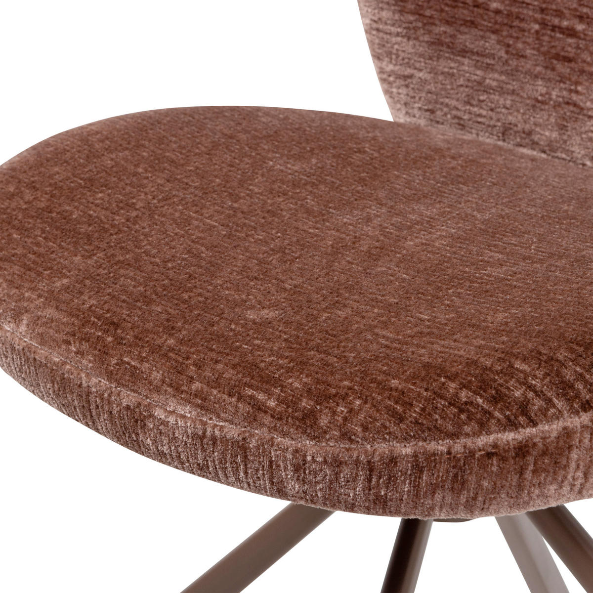 STUHL-SET 2 Stück Sitzfläche 360° drehbar Bouclé  - Braun, MODERN, Textil/Metall (58/80/65cm) - Livetastic