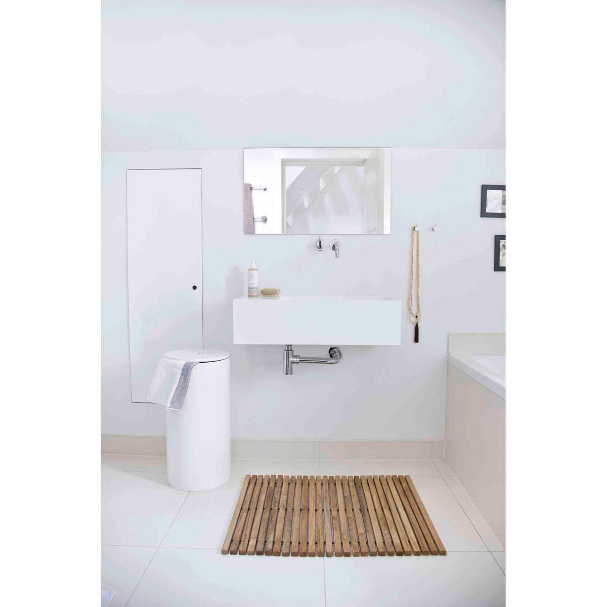 BADTEPPICH Naturfarben, Teakfarben  - Naturfarben/Teakfarben, Design, Holz (60/2,5/40cm) - Livetastic