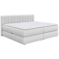 BOXSPRINGBETT 200/200 cm,  in Hellgrau, gepolstertes Kopfteil, Bettkasten, Topper, Matratzen, H3 + H4 = fest + sehr fest  - Hellgrau/Schwarz, Design, Kunststoff/Textil (200/200cm) - Chameo