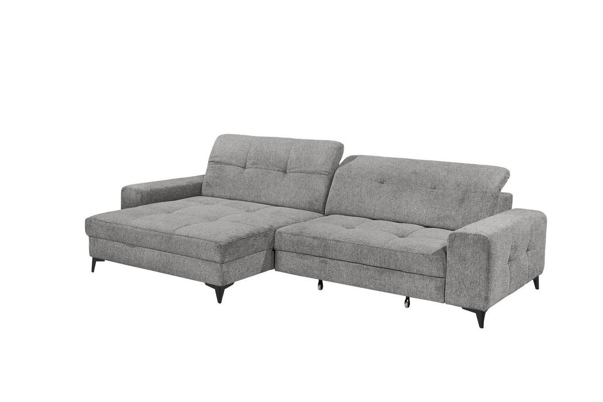 ECKSOFA Chenille Grau  - Schwarz/Grau, Design, Kunststoff/Textil (182/328cm) - MID.YOU