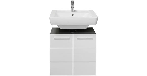 WASCHBECKENUNTERSCHRANK 60/62/31 cm  - Weiß Hochglanz/Anthrazit, Natur, Holzwerkstoff/Kunststoff (60/62/31cm) - Xora
