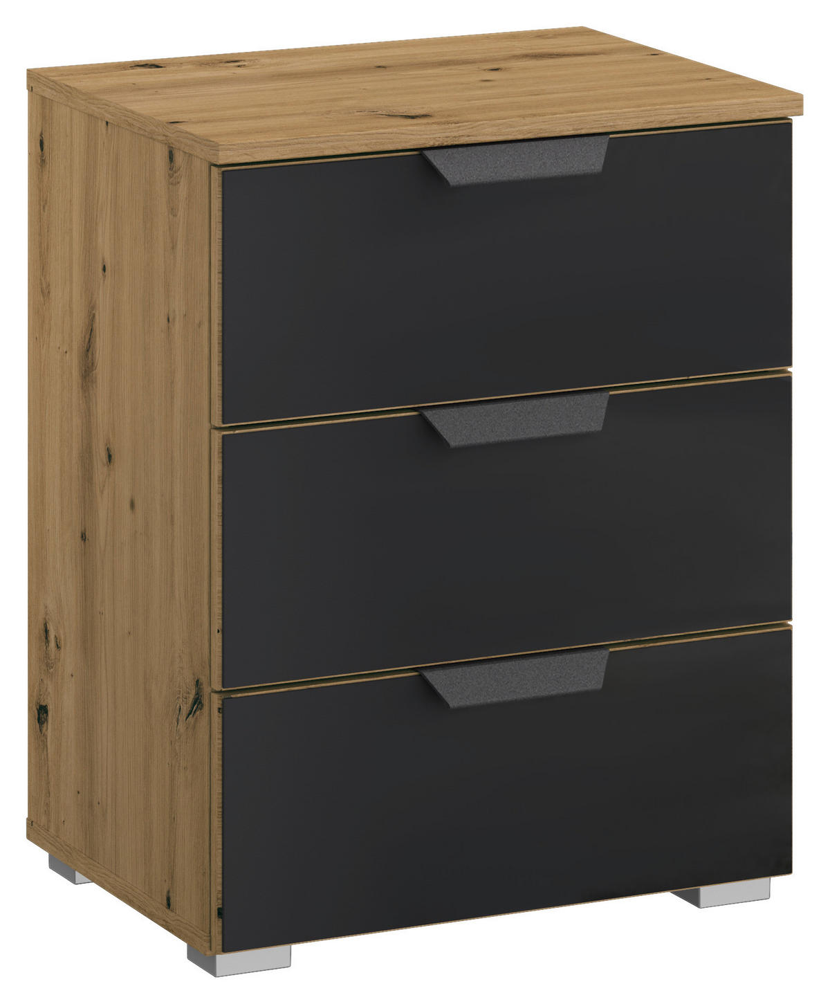 SÄNGBORD i antracit, ek Artisan  - aluminiumfärg/grå, Modern, metall/trämaterial (40/61/42cm) - Rauch Möbel