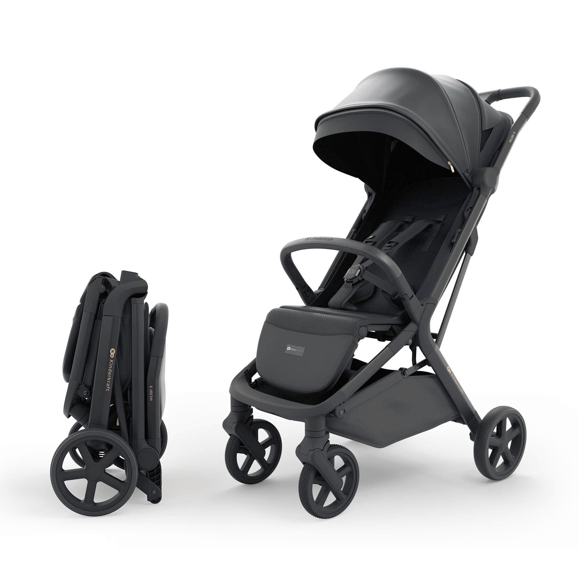 BUGGY Nubi 3  - Schwarz Hochglanz/Schwarz, Basics, Kunststoff/Textil (68,5/53/106,5cm) - Kinderkraft