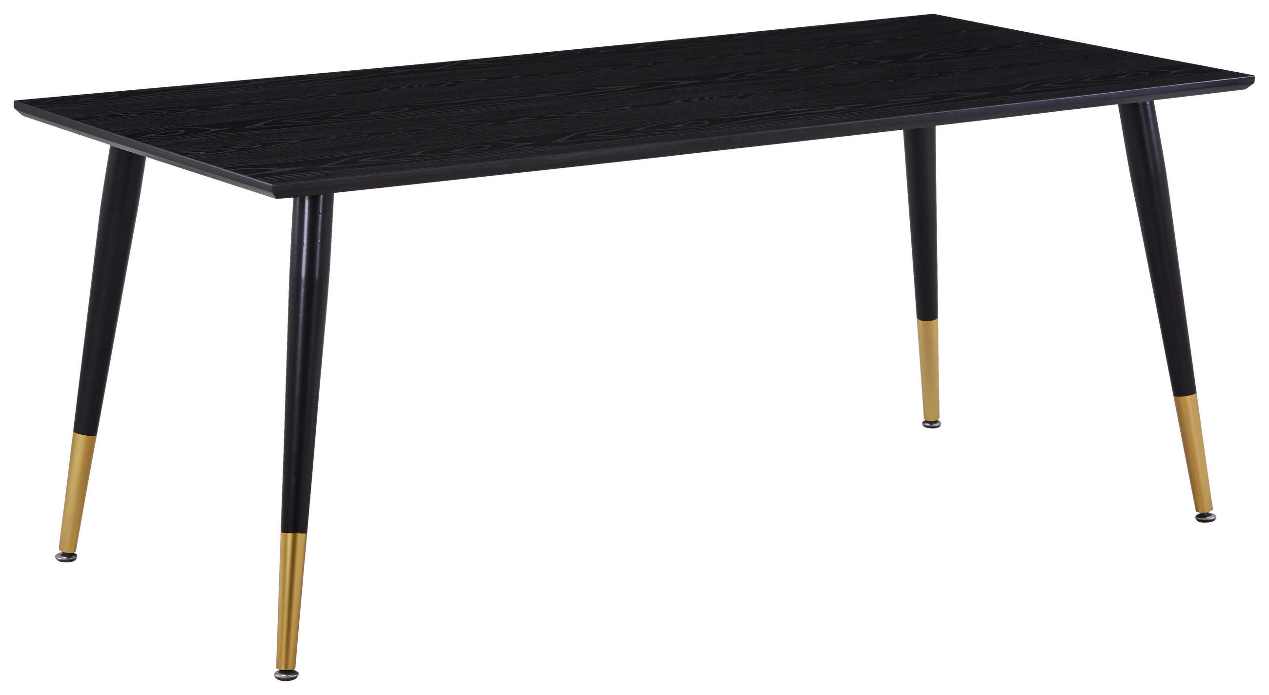 ESSTISCH furniert rechteckig Schwarz, Messingfarben - Messingfarben/Schwarz, Design, Holzwerkstoff/Metall (180/90/75cm) - Livetastic