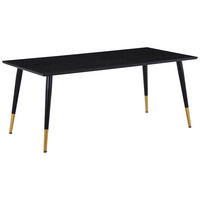 ESSTISCH furniert rechteckig Schwarz, Messingfarben  - Messingfarben/Schwarz, Design, Holzwerkstoff/Metall (180/90/75cm) - Livetastic