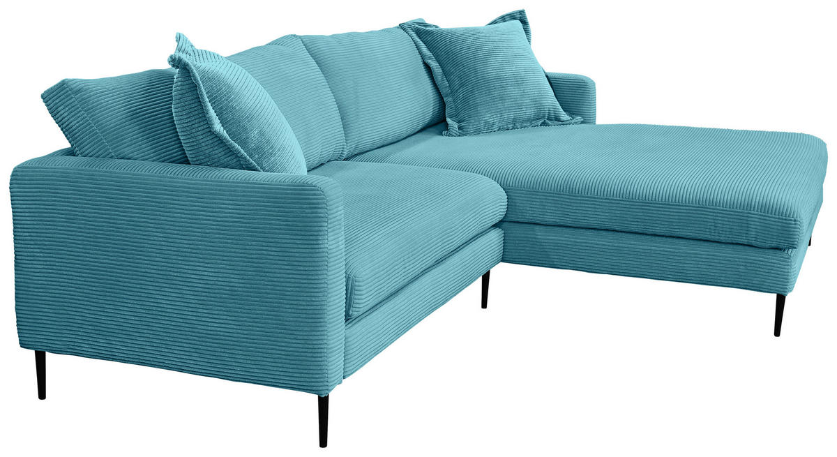 ECKSOFA JOKER Hellblau Cord  - Schwarz/Hellblau, Design, Textil/Metall (268/193cm) - P & B