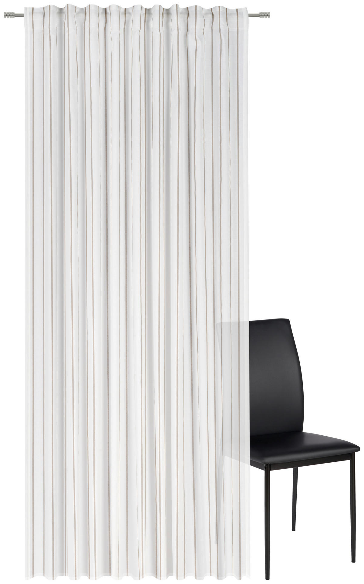 FERTIGVORHANG  halbtransparent   140/255 cm  - Braun/Weiß, Design, Textil (140/255cm) - Bio:Vio