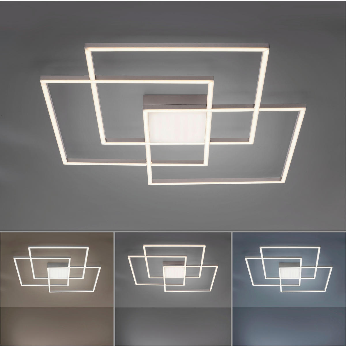 LED-DECKENLEUCHTE 75/75/6 cm   - Silberfarben, Design, Kunststoff/Metall (75/75/6cm)