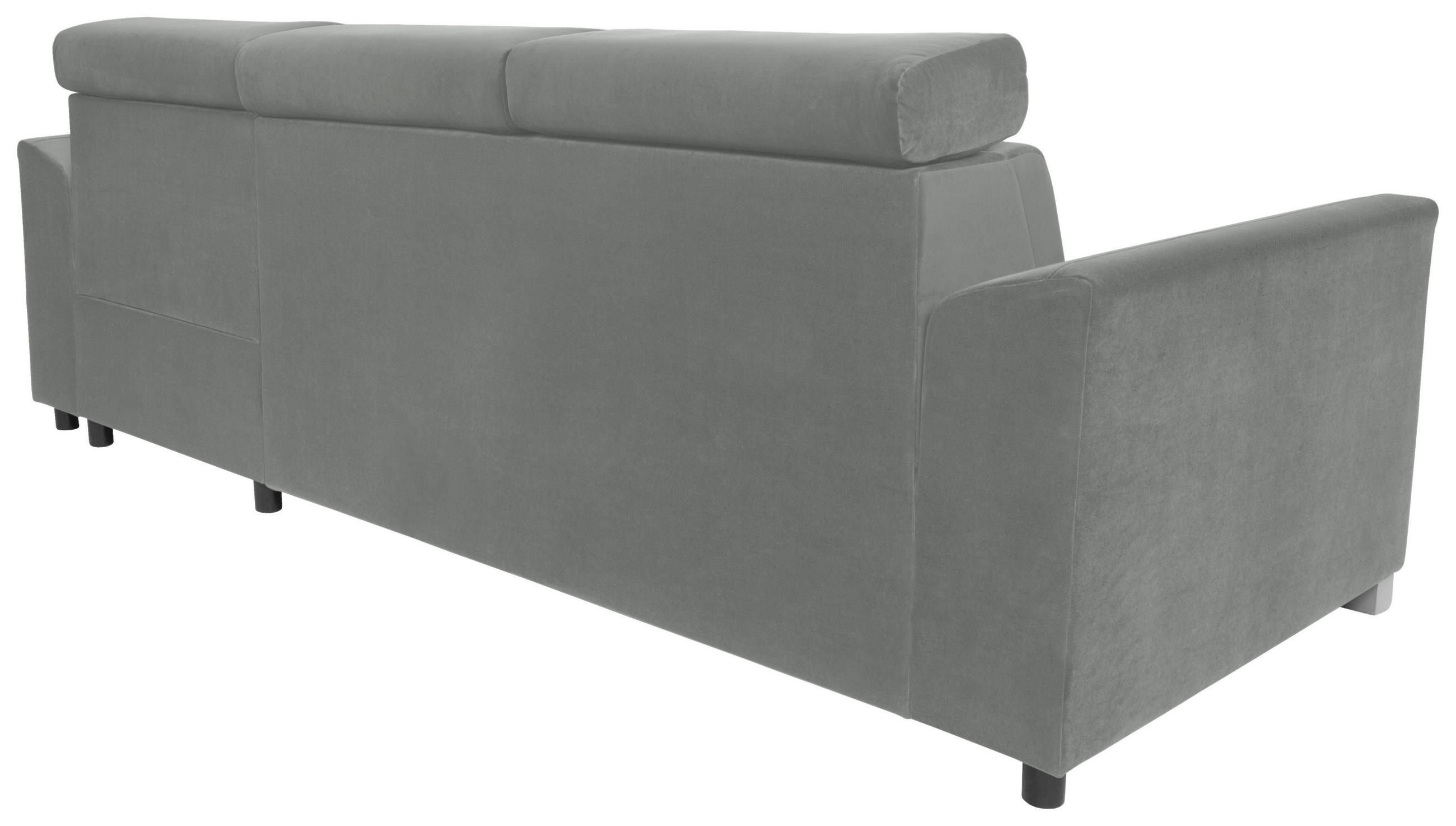 ECKSOFA in Velours Grau  - Alufarben/Grau, Design, Holz/Textil (243/186cm) - MID.YOU