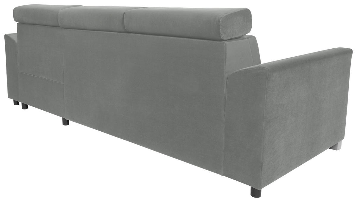 ECKSOFA Velours Grau  - Alufarben/Grau, Design, Holz/Textil (243/186cm) - MID.YOU