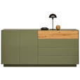 SIDEBOARD Eichefarben, Olivgrün  189/90/42 cm  - Eichefarben/Olivgrün, Design, Glas/Holz (189/90/42cm) - Novel