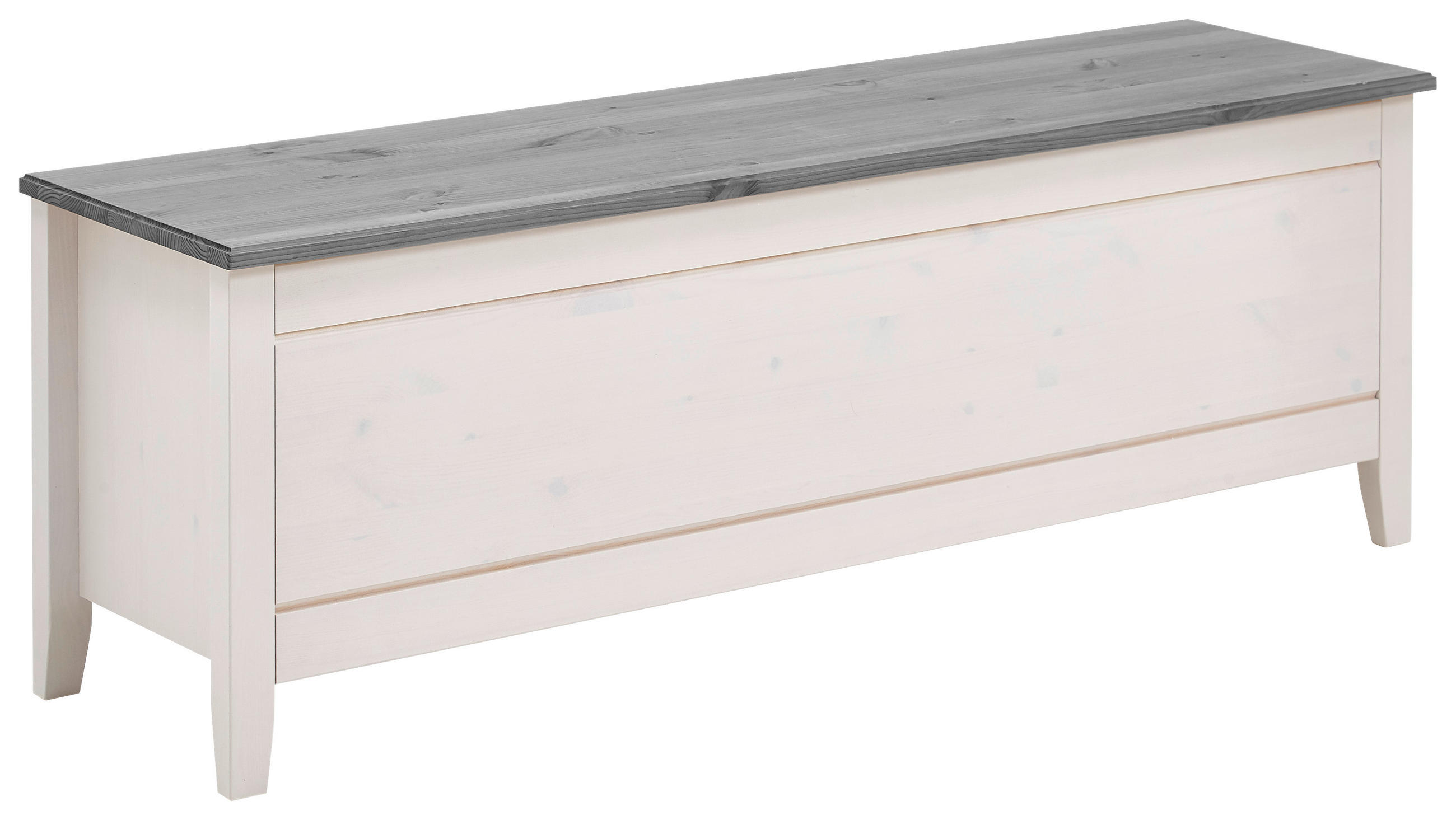 BETTBANK Kiefer Grau, Weiß  - Weiß/Grau, ROMANTIK / LANDHAUS, Holz (136/47/38cm) - Boxxx