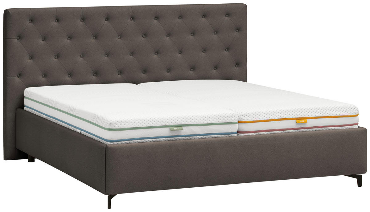 POLSTERBETT 160/200 cm  Anthrazit  - Birkefarben/Anthrazit, Konventionell, Holz/Textil (160/200cm) - Novel