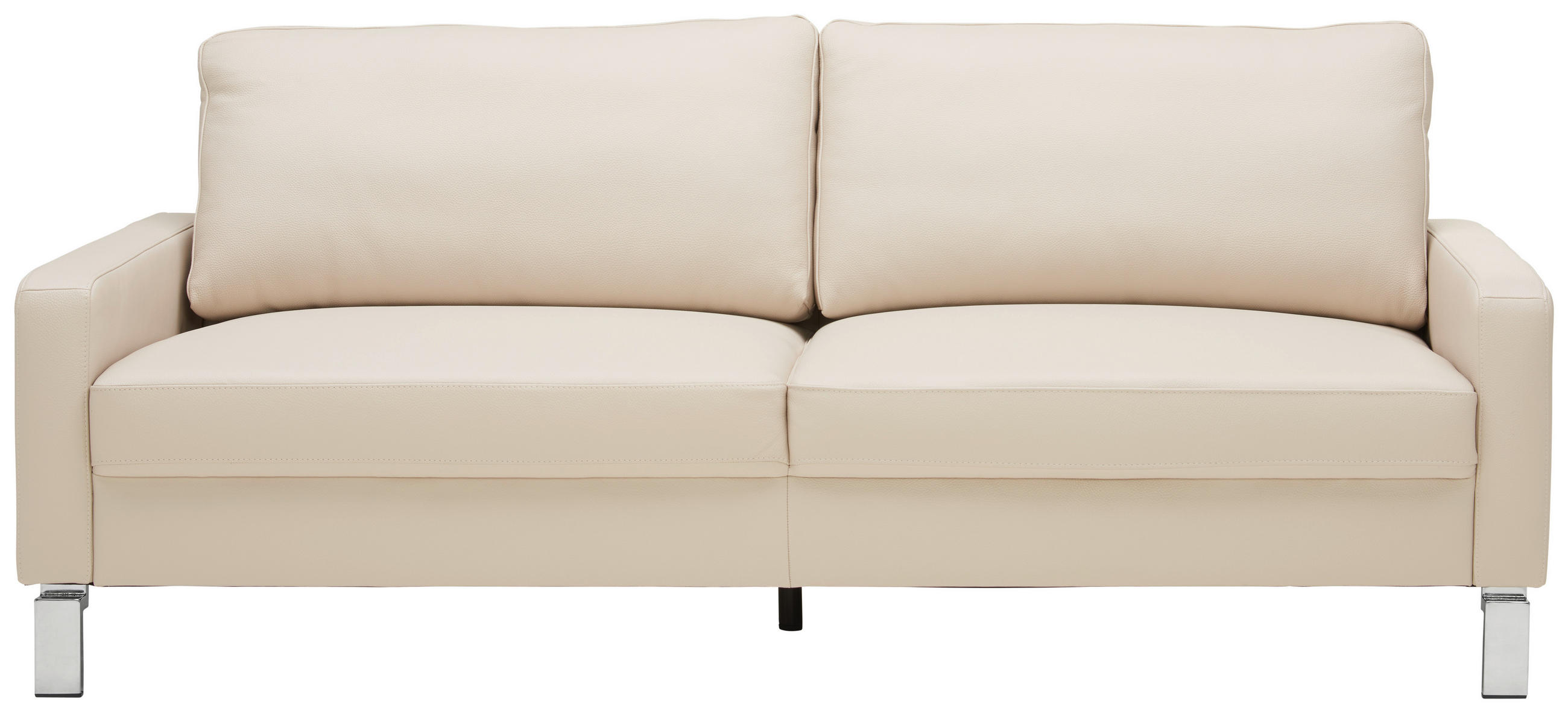 3-SITZER-SOFA  in Echtleder Beige   - Chromfarben/Beige, Design, Leder (204/81/97cm) - Pure Home Lifestyle