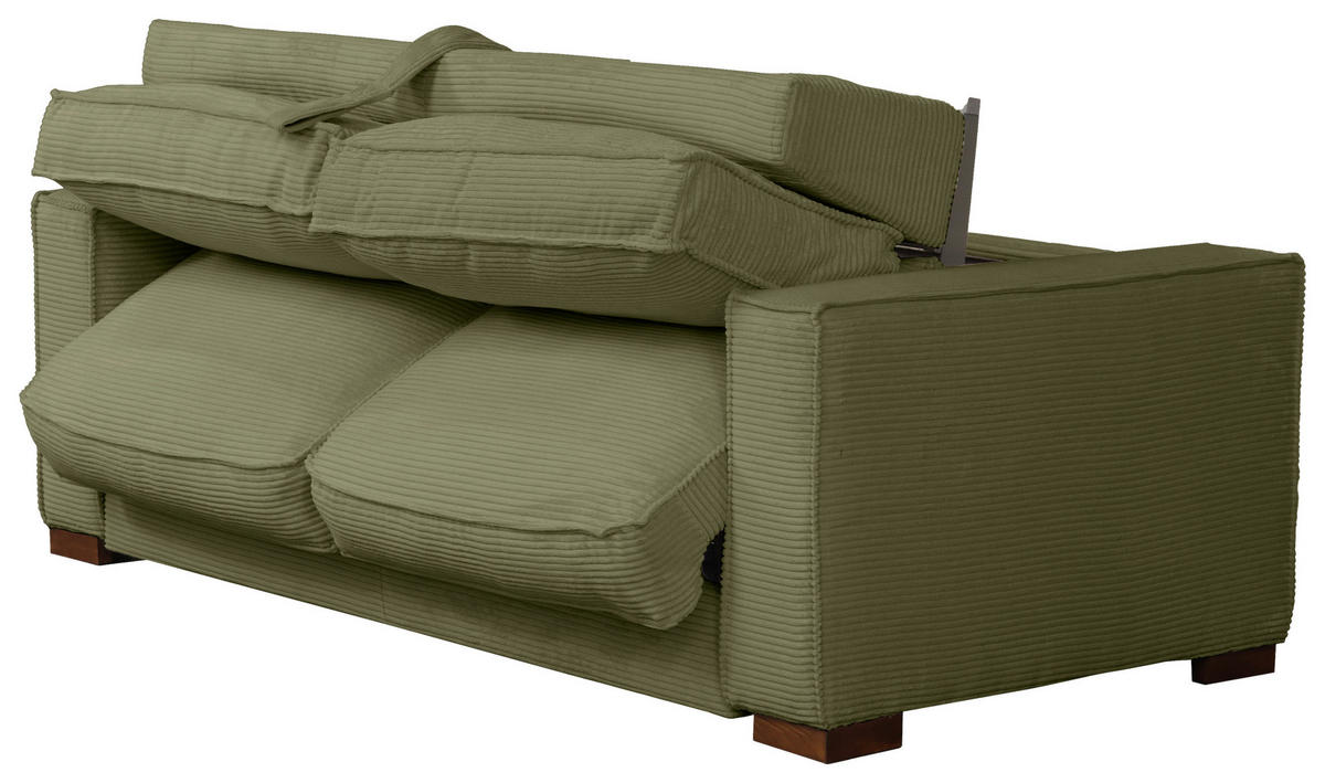 SCHLAFSOFA in Textil Grün  - Dunkelbraun/Grün, Design, Holz/Textil (203/85/99cm) - MID.YOU
