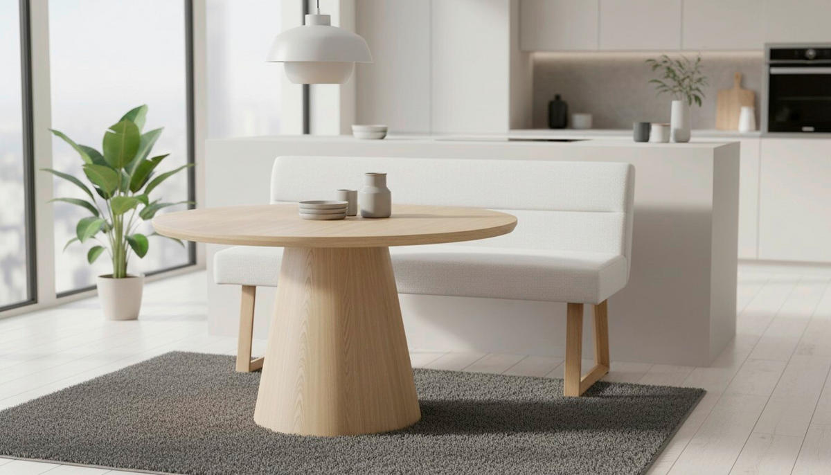 SITZBANK 140/82/61 cm Leinenoptik Eichefarben, Beige Eiche massiv  - Eichefarben/Beige, MODERN, Holz/Textil (140/82/61cm) - Livetastic