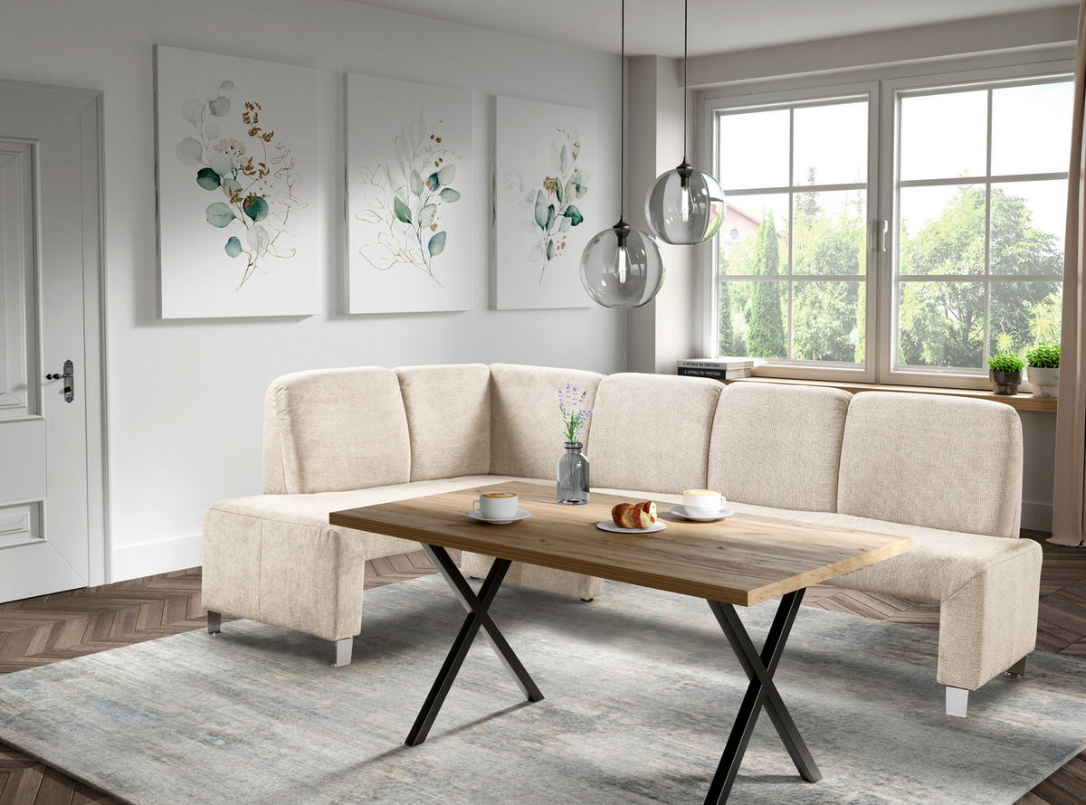 KLUPA KUTNA  bež  drvo, tekstil, drvni materijal      - srebrne boje/bež, Moderno, drvni materijal/drvo (243/158cm) - Livetastic