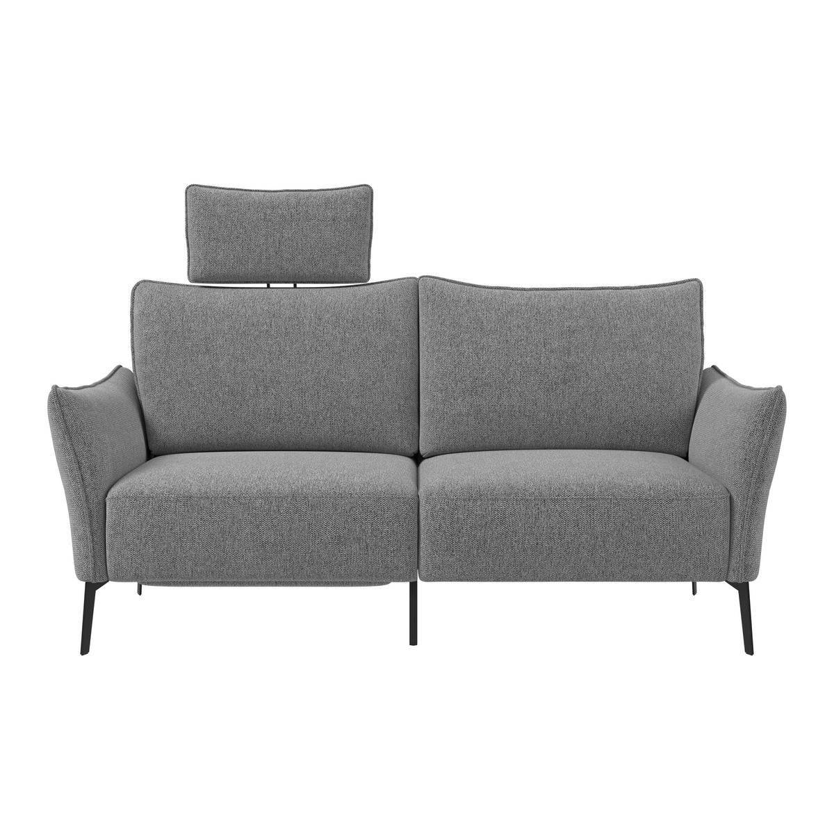 3-SITZER-SOFA  in Chenille Grau Modern  - Schwarz/Grau, KONVENTIONELL, Textil/Metall (184/90/92cm) - Elegando