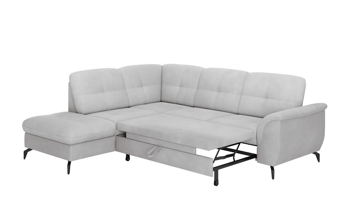 CANAPÉ D'ANGLE in Flachgewebe Silberfarben  - Silberfarben/Schwarz, Modern, Textil/Metall (212/244cm) - Sit & More