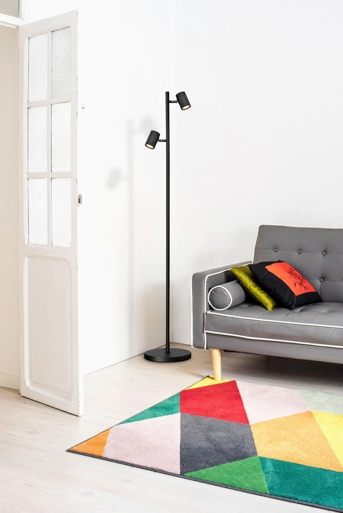 STOJACÍ LAMPA, 27/22/158 cm - černá, Design, kov/plast (27/22/158cm) - Globo