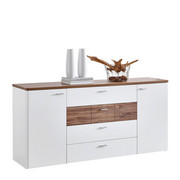 SIDEBOARD in Eichefarben, Weiß - Eichefarben/Alufarben, KONVENTIONELL, Holzwerkstoff/Metall (180/84/44cm) - XORA