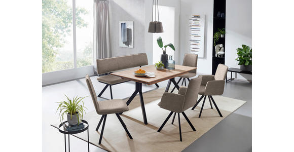 SITZBANK 180/86,5/60 cm in Schwarz, Hellbraun - Hellbraun/Schwarz, Design, Textil/Metall (180/86,5/60cm) - Cantus