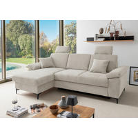 ECKSOFA Chenille Naturfarben  - Schwarz/Naturfarben, Konventionell, Textil/Metall (151/245cm) - Livetastic